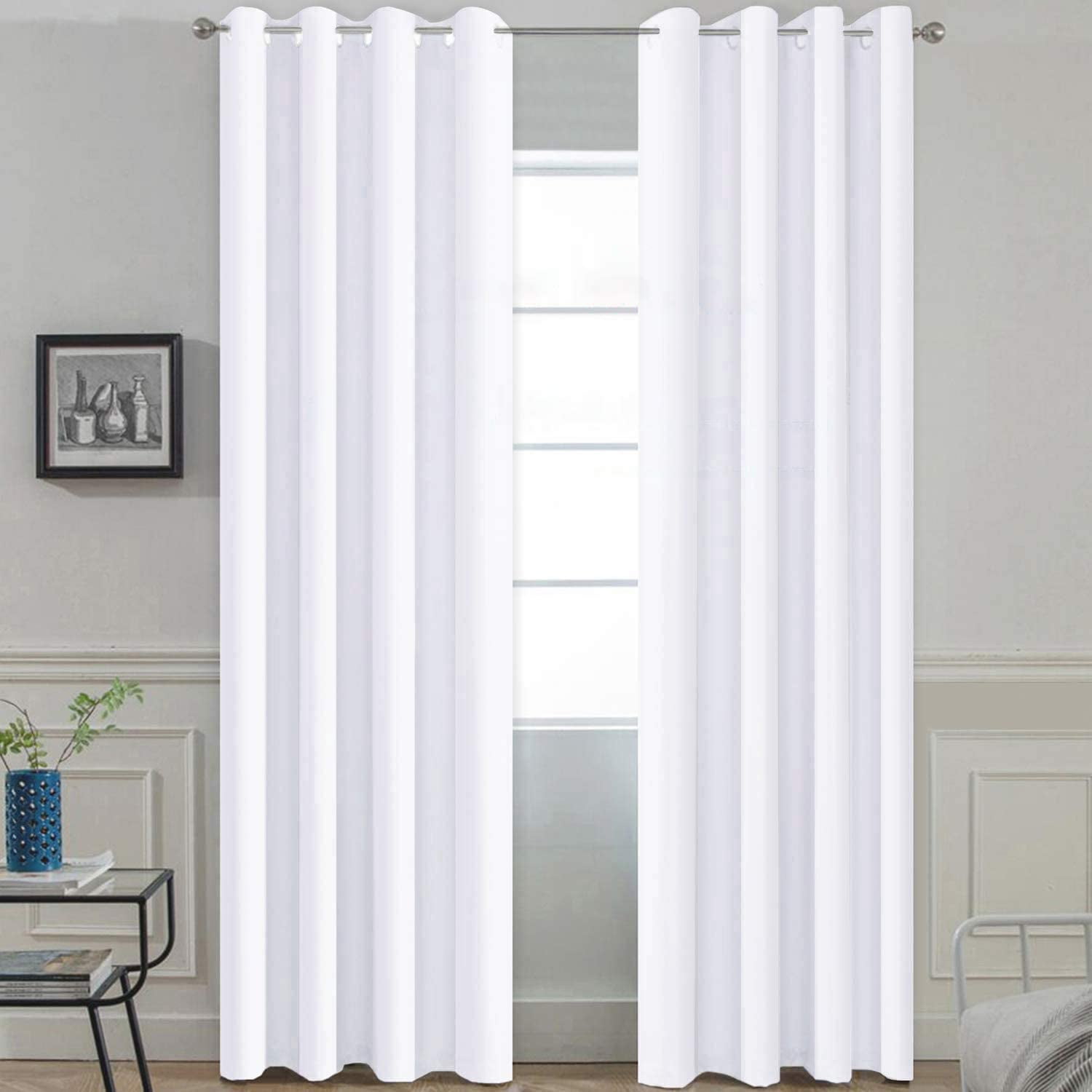 Amay Grommet 상단 암막 커튼 패널 흰색 120인치 너비 x 120인치 길이-1 패널