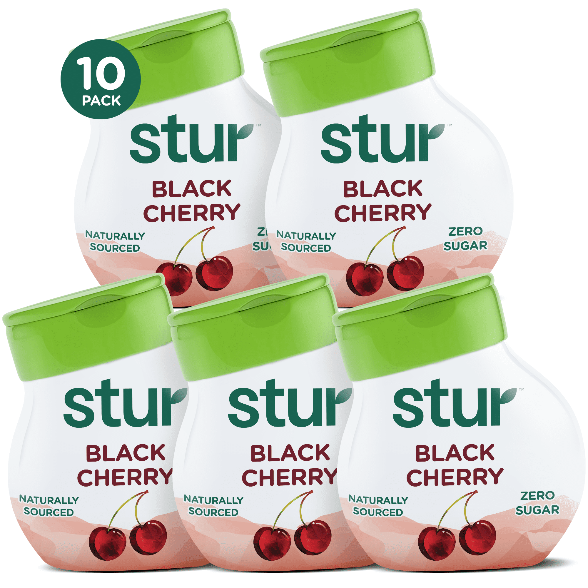 Stur - 블랙 체리, 액체 수분 강화제 음료 믹스, 1.62 fl oz 병(10팩)