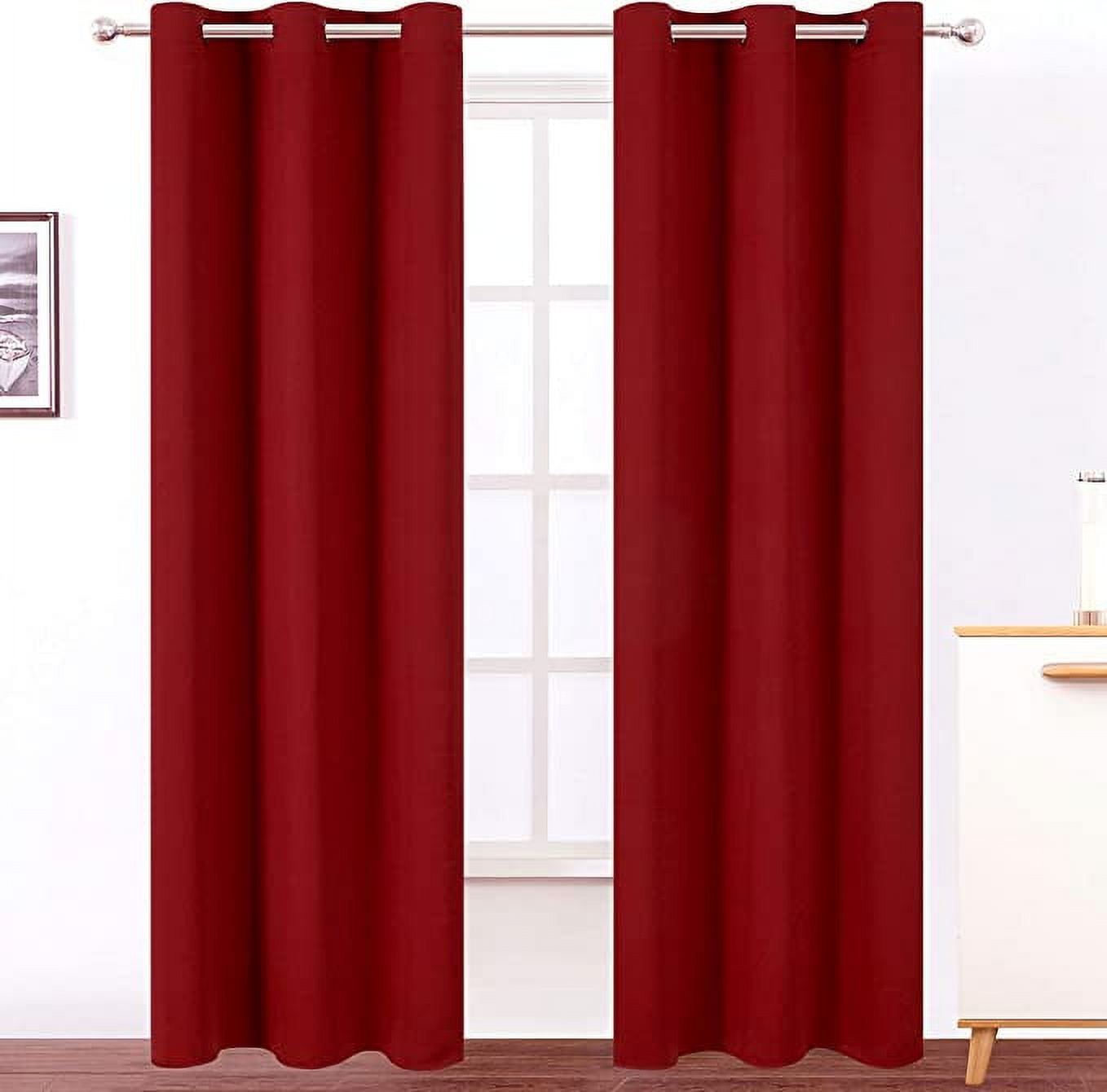 Amay Grommet 암막 커튼 패널 트루 레드 84인치 폭 x 108인치 길이 -1패널